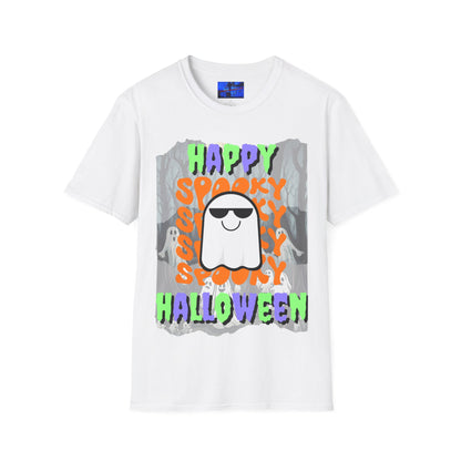 Spooky Happy Halloween Ghost MXfont Unisex T-Shirt by cypherpunkgear