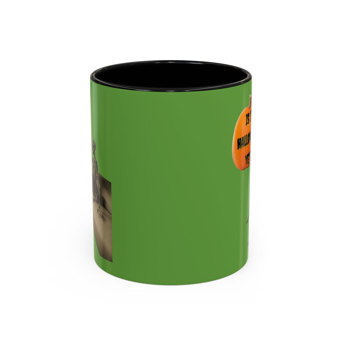 Is it Halloween yet? Skeleton's Pumpkin Accent Mug by CreepyCrafts.boo