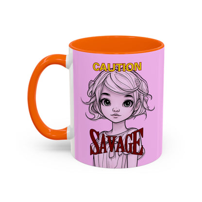 Caution, Savage Pink Accent Mug by cypherpunkgear.com