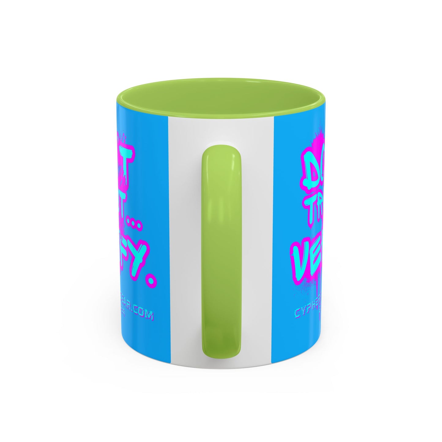 Don't Trust...Verify. Light Blue Accent Mug by cypherpunkgear.com