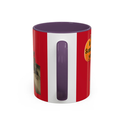 Is it Samhain yet? Skeleton's Pumpkin Red Accent Mug by CreepyCrafts.boo