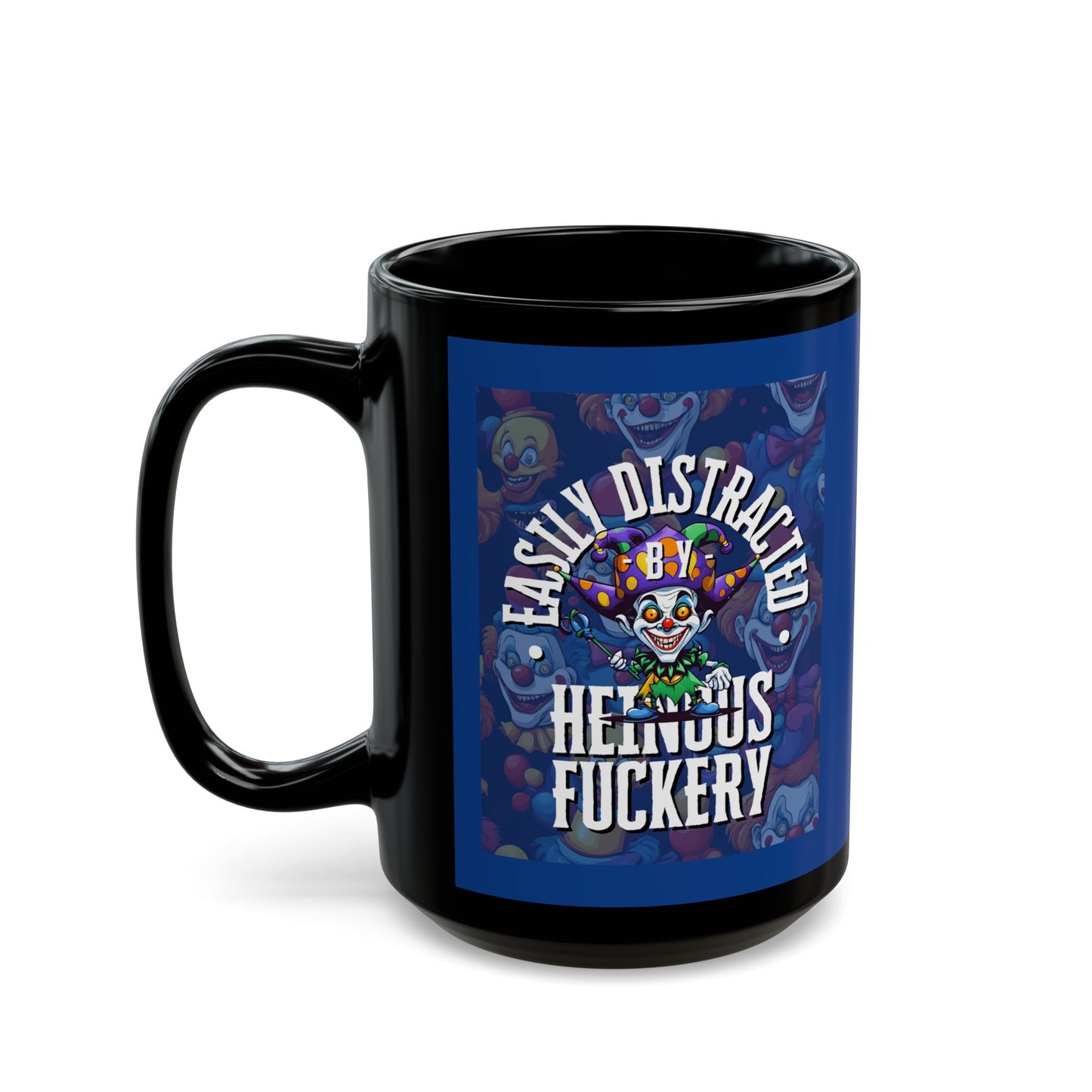 Easily Distracted by Heinous Fuckery Little Jinx Dark Blue Mug by cypherpunkgear.com