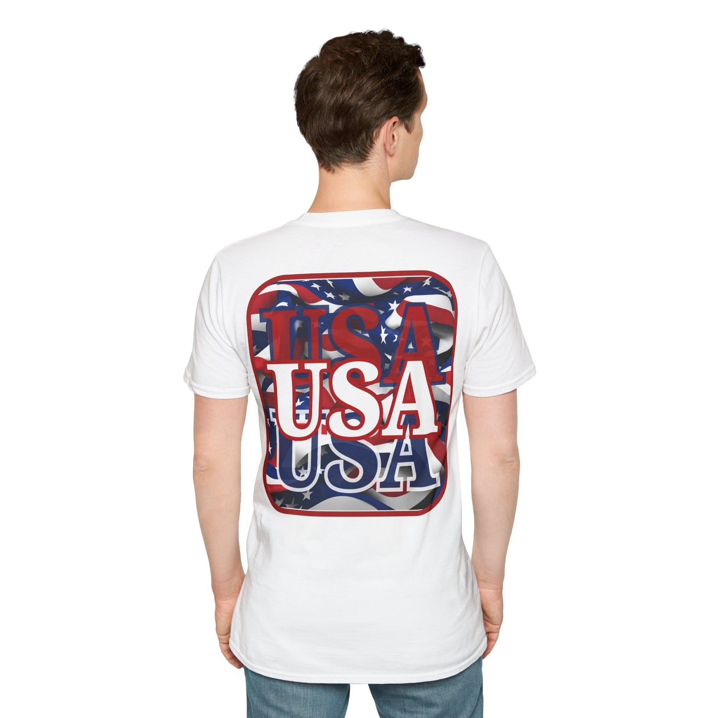 2-sided Red WHITE and Blue USA Patriot Light colors Unisex T-Shirt by cypherpunkgear.com