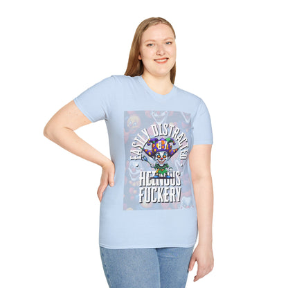 Easily Distracted by Heinous Fuckery Little Jincs LTcolors Unisex T-Shirt by cypherpunkgear.com