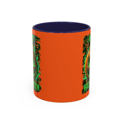 Happy Halloween Green Jack Orange Accent Mug by CreepyCrafts.boo