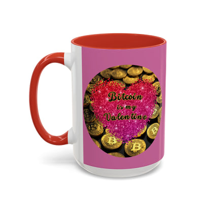 Bitcoin is My Valentine Pink Accent Mug by cypherpunkgear.com