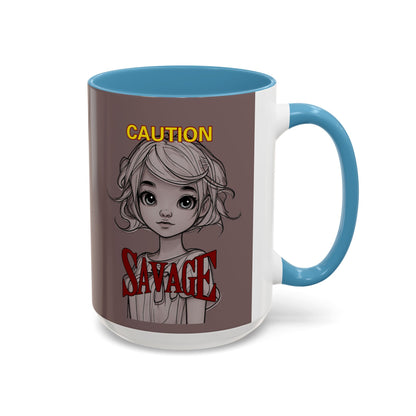 Caution, Savage Grey Accent Mug by cypherpunkgear.com