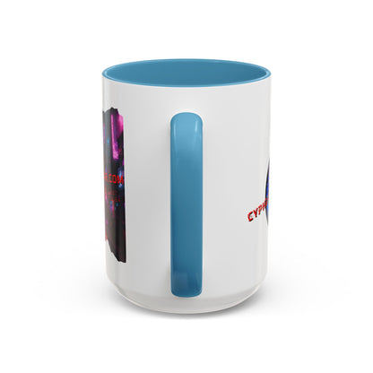 2-sided, cypherpunkgear.com Logo & Cityscape Accent Mug by cypherpunkgear.com