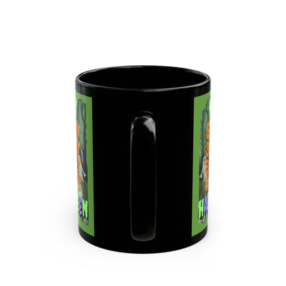 Spooky Happy Halloween Ghost Mixed font Green Mug by CreepyCrafts.boo
