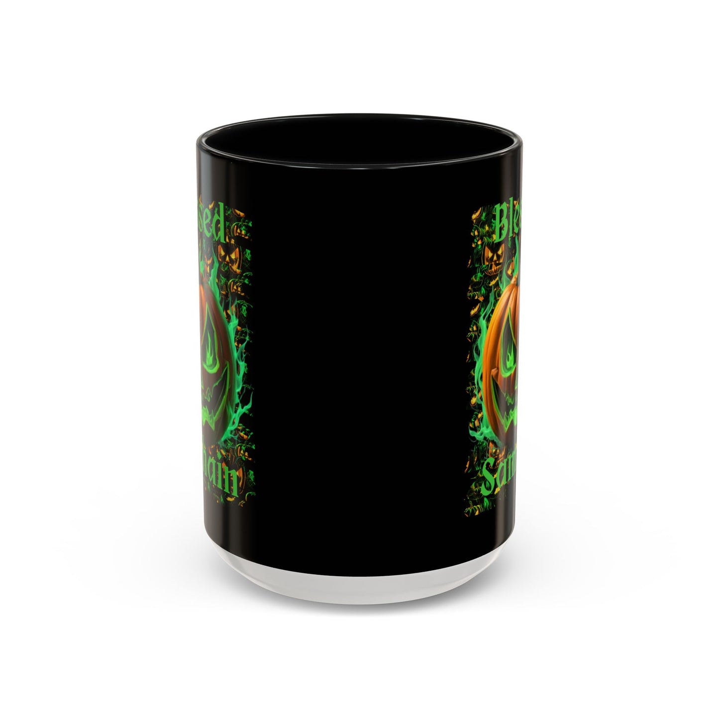 Blessed Samhain Green Jack Black Accent Mug by CreepyCrafts.boo
