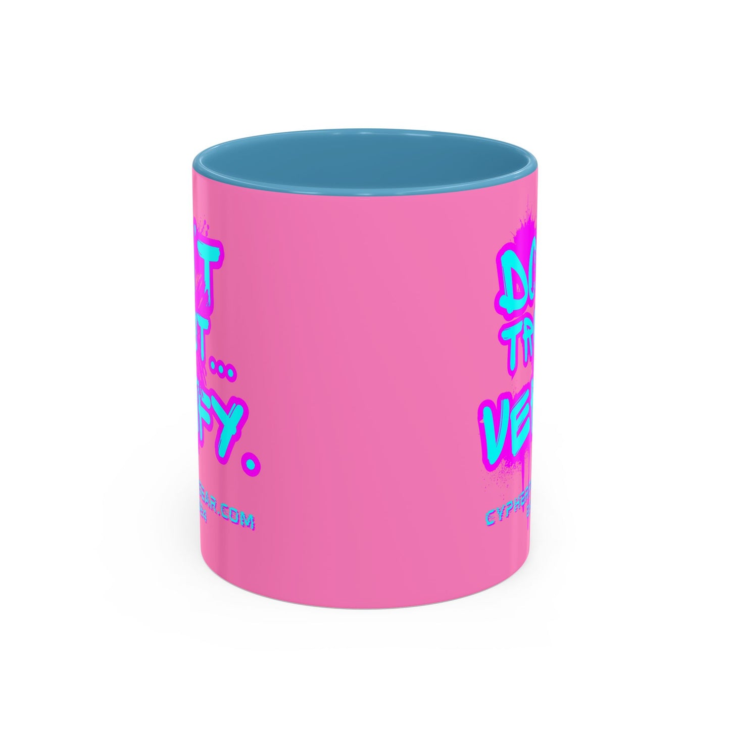 Don't Trust...Verify. Light Pink Accent Mug by cypherpunkgear.com