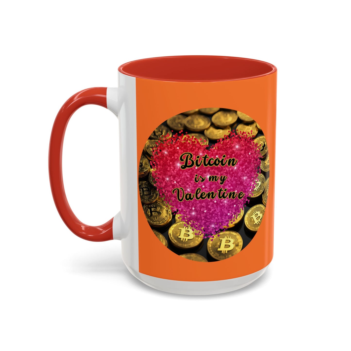 Bitcoin is My Valentine Orange Accent Mug by cypherpunkgear.com