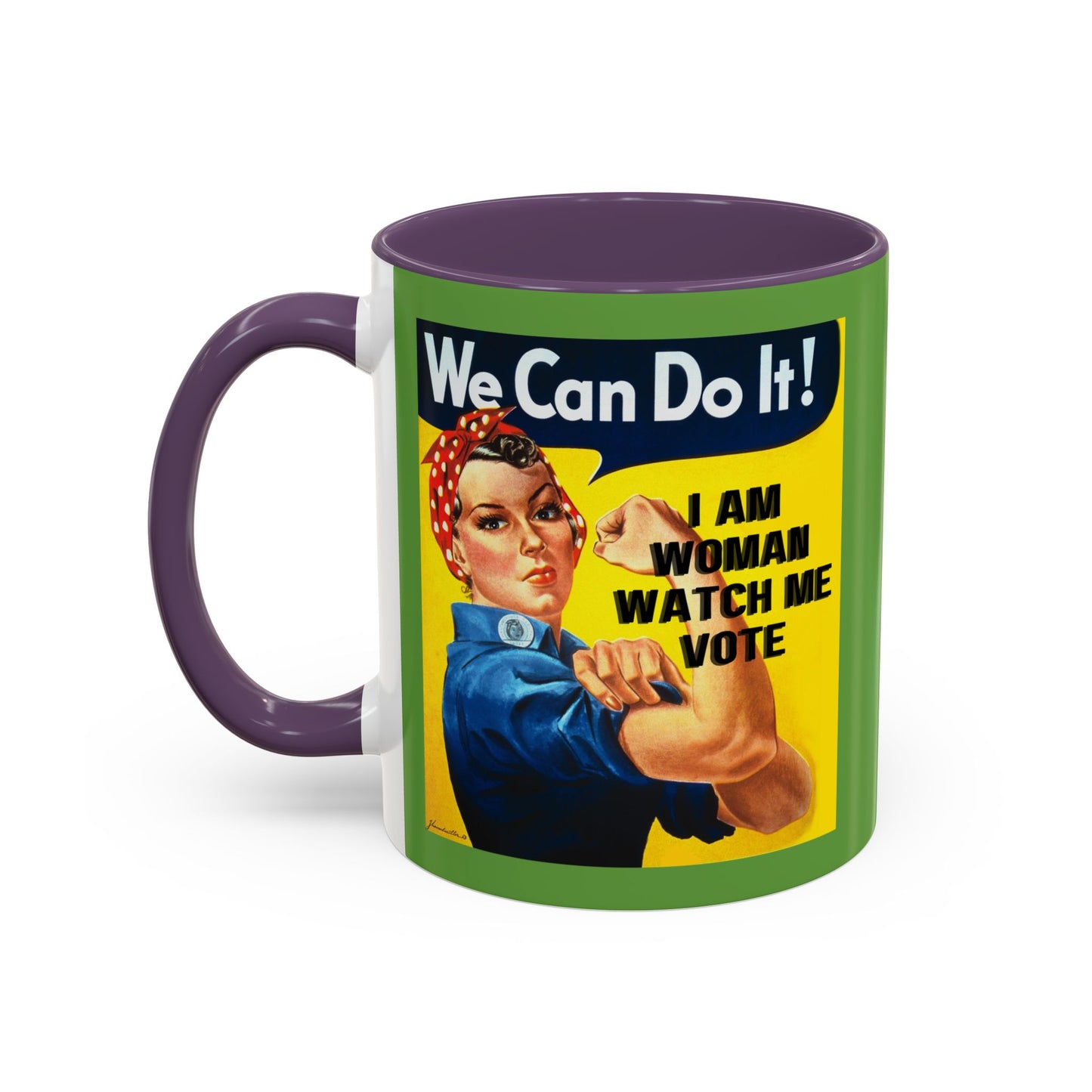 I Am Woman Watch Me Vote Rosie Green Accent Mug by cypherpunkgear.com