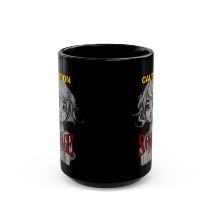 Caution, Savage Black Mug by cypherpunkgear.com