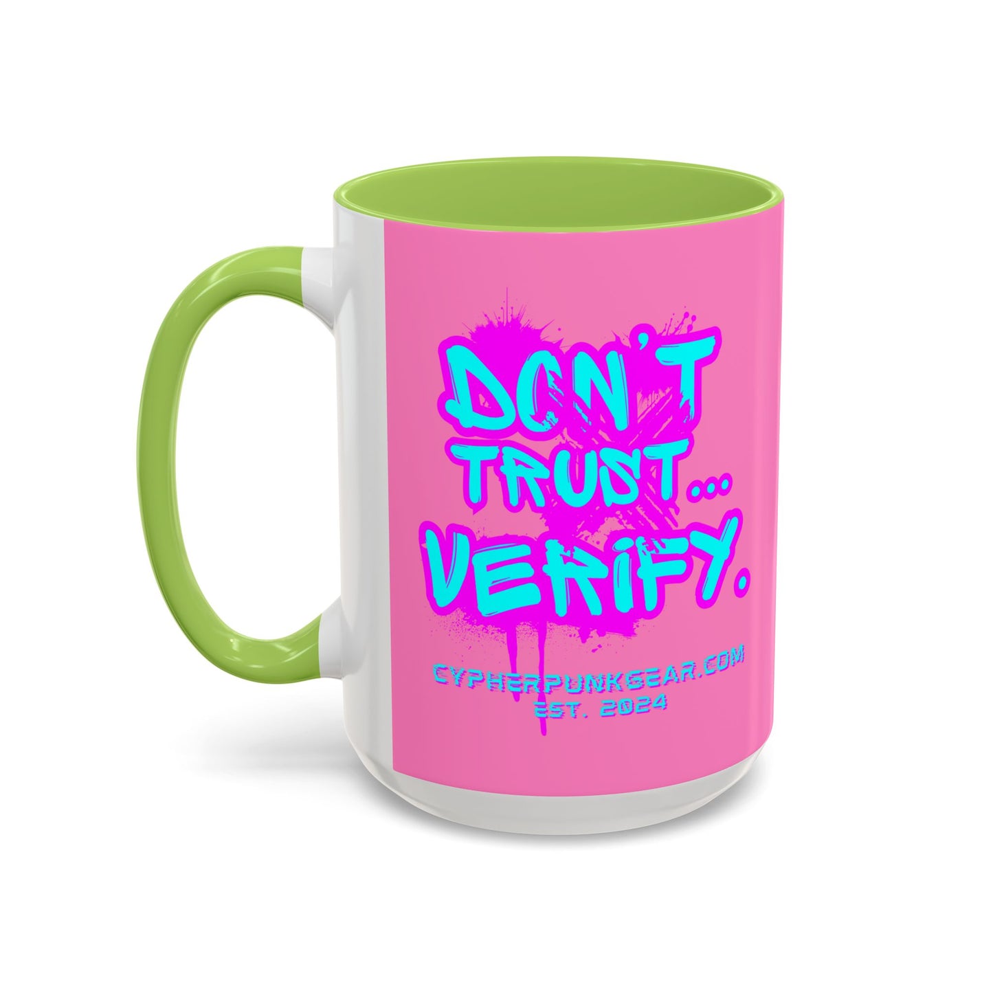 Don't Trust...Verify. Light Pink Accent Mug by cypherpunkgear.com