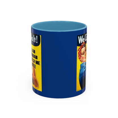 I Am Woman Watch Me Vote Rosie Dark Blue Accent Mug by cypherpunkgear.com