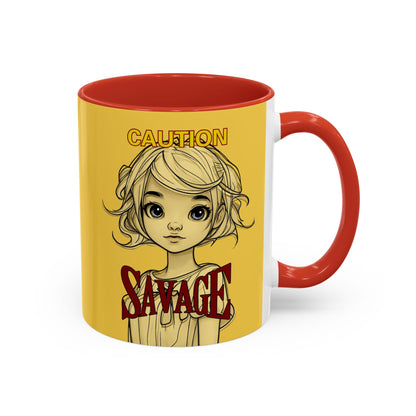Caution, Savage Yellow Accent Mug by cypherpunkgear.com