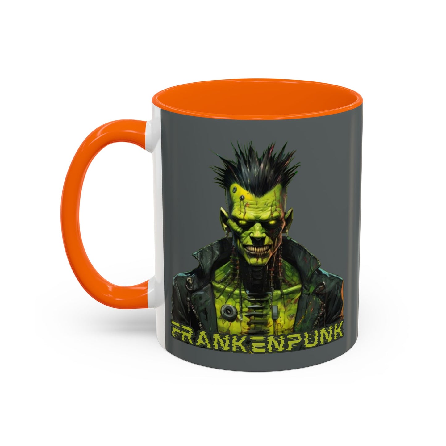 Frankenpunk Grey Accent Mug by CreepyCrafts.boo