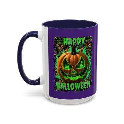 Happy Halloween Green Jack Purple Accent Mug by CreepyCrafts.boo