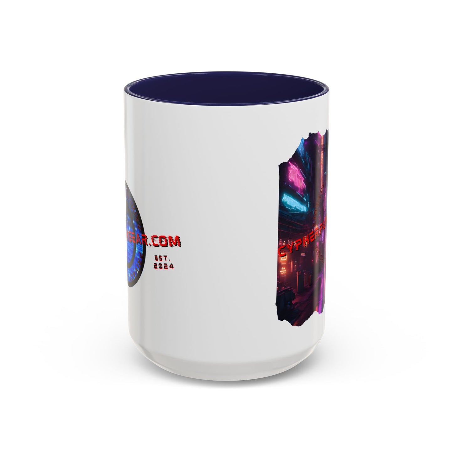 2-sided, cypherpunkgear.com Logo & Cityscape Accent Mug by cypherpunkgear.com