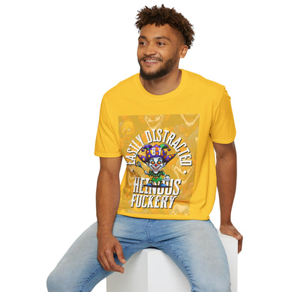 Easily Distracted by Heinous Fuckery Little Jincs LTcolors Unisex T-Shirt by cypherpunkgear.com