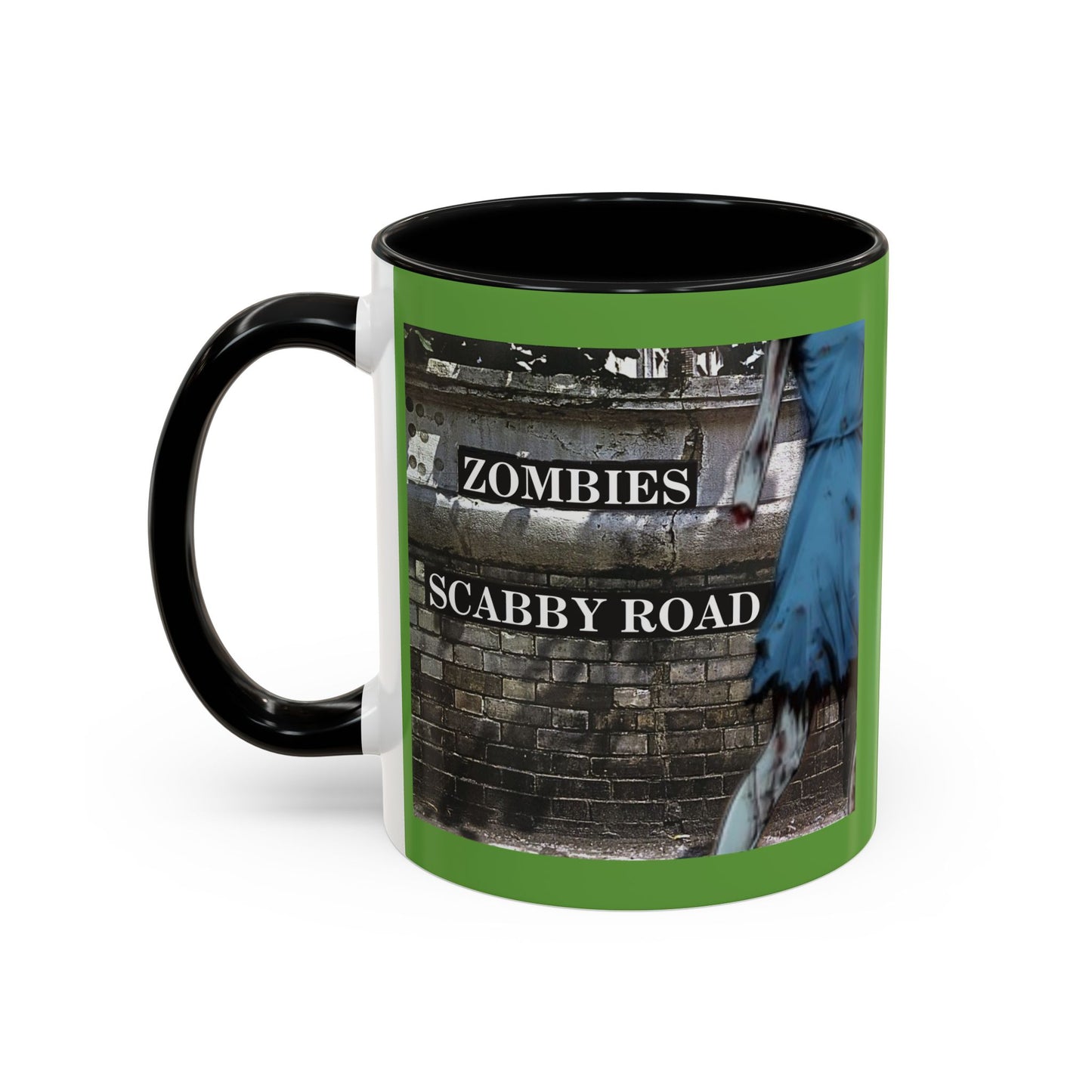 2-sided, Scabby Road Green Accent Mug by CreepyCrafts.boo