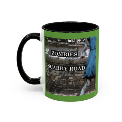2-sided, Scabby Road Green Accent Mug by CreepyCrafts.boo