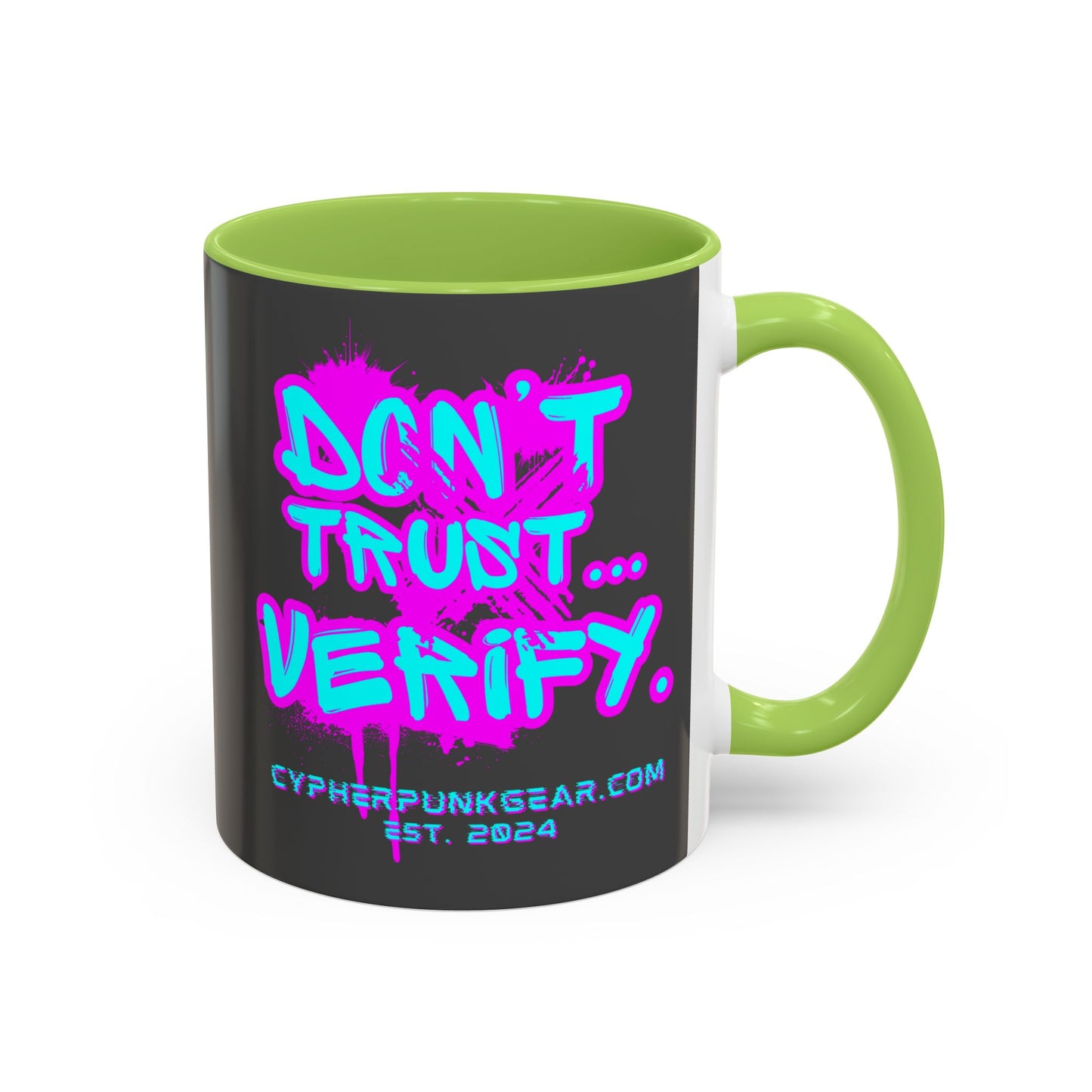 Don't Trust...Verify. Grey Accent Mug by cypherpunkgear.com