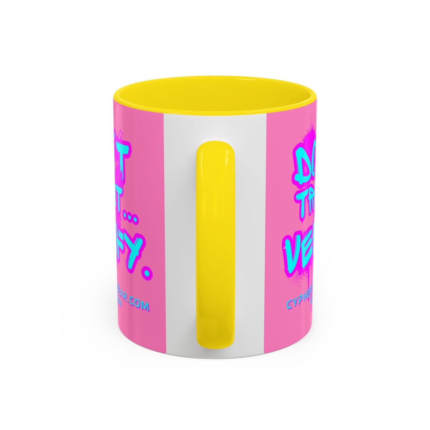 Don't Trust...Verify. Light Pink Accent Mug by cypherpunkgear.com