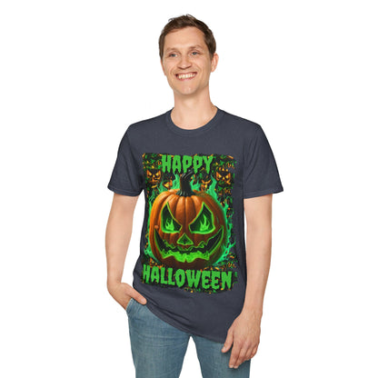 Happy Halloween Green Jack Unisex T-Shirt by cypherpunkgear