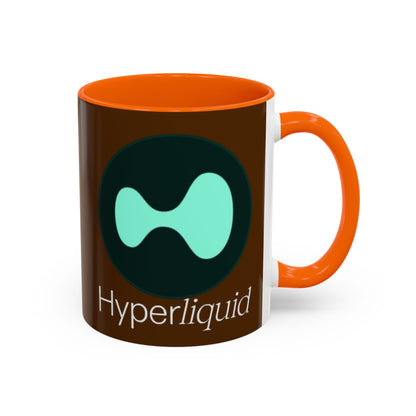 Hyperliquid White font Brown Accent Mug by cypherpunkgear.com