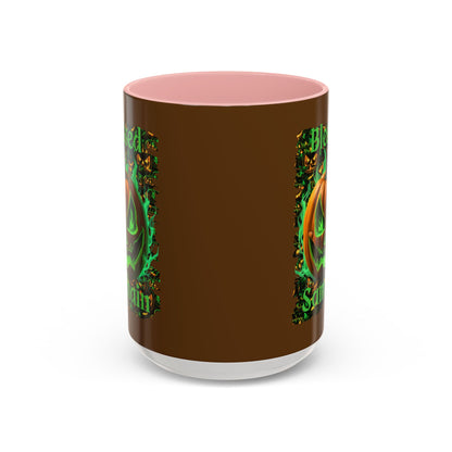 Blessed Samhain Green Jack Brown Accent Mug by CreepyCrafts.boo