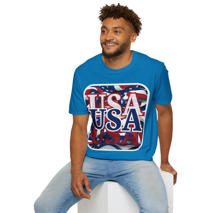 Red White and BLUE USA Patriot Dark colors Unisex T-Shirt by cypherpunkgear.com