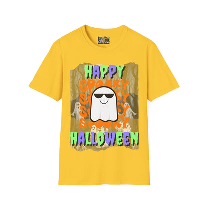 Spooky Happy Halloween Ghost Light colors Mixed font Unisex T-Shirt by CreepyCrafts.boo