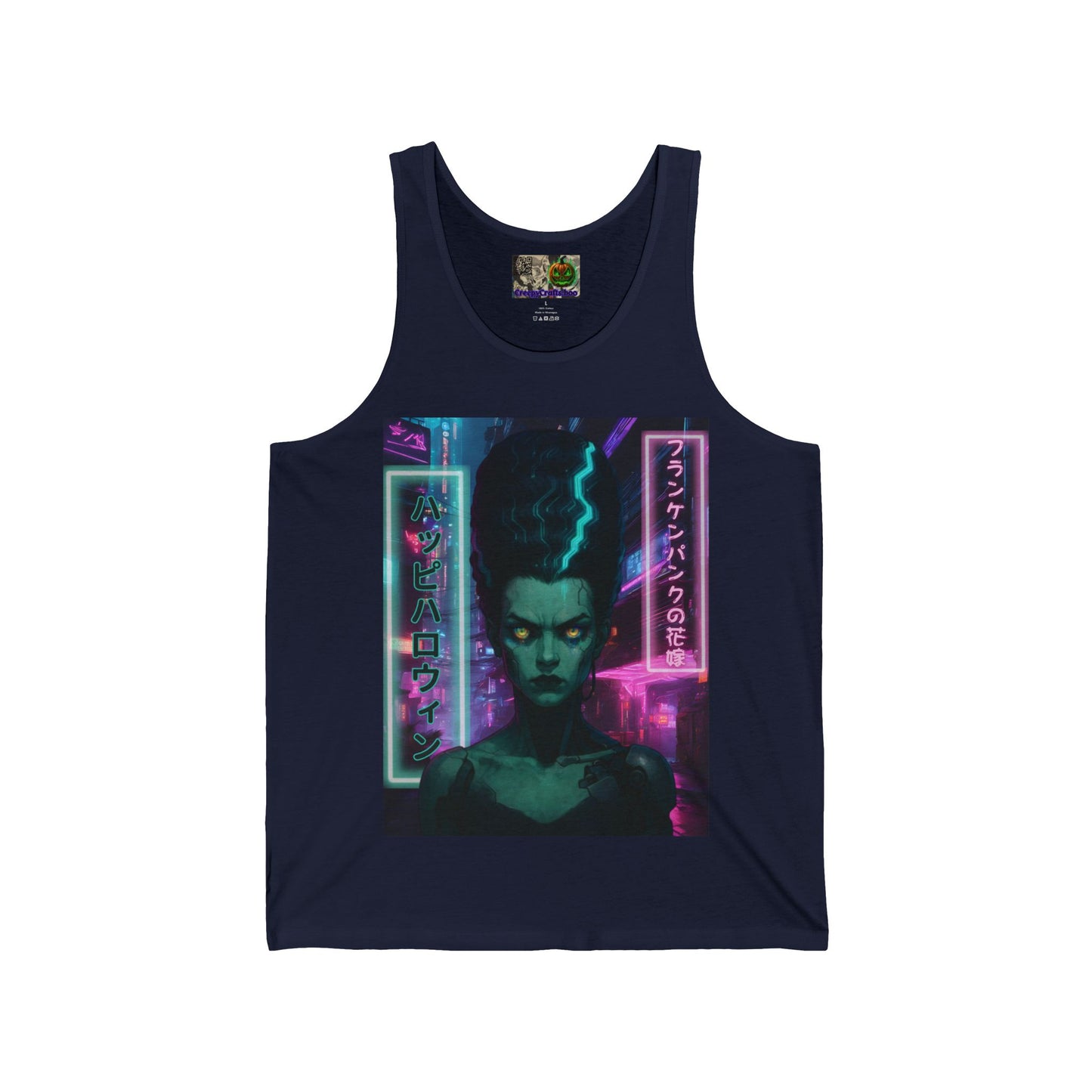 Bride of Frankenpunk Unisex Jersey Tank Top by CreepyCrafts.boo