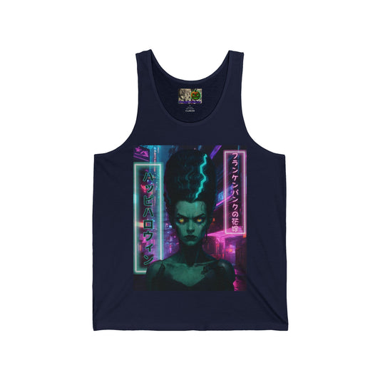 Bride of Frankenpunk Unisex Jersey Tank Top by CreepyCrafts.boo