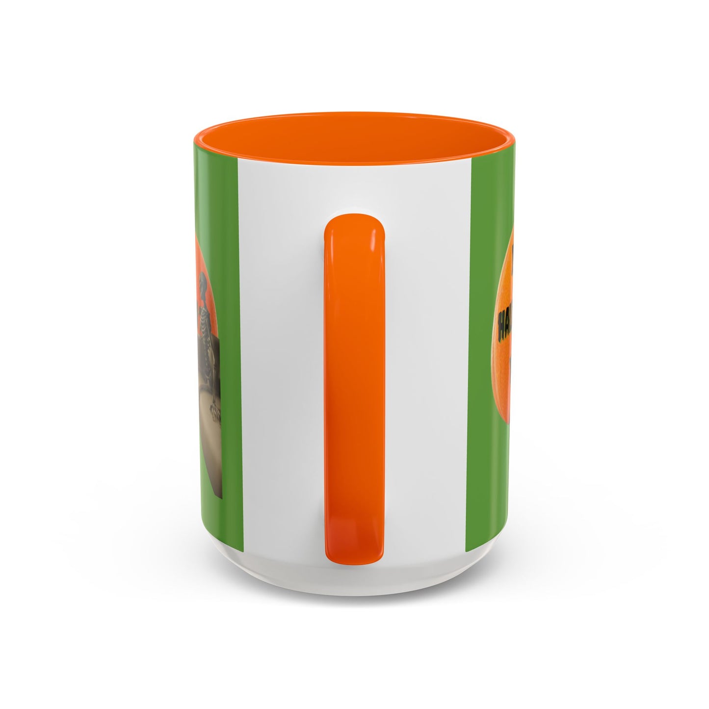 Is it Halloween yet? Skeleton's Giant Pumpkin Green Accent Mug by CreepyCrafts.boo