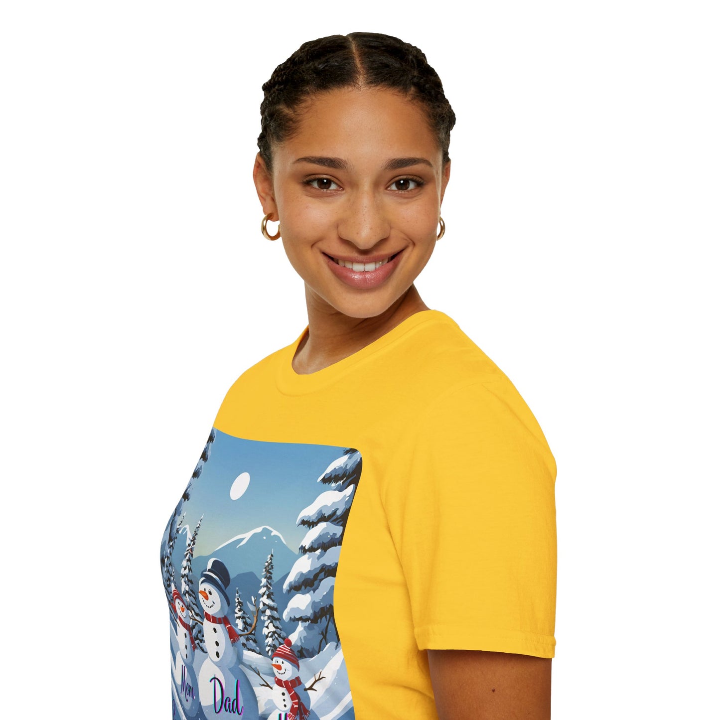 Snowman Family of 3 Light colors Unisex T-Shirt by cypherpunkgear.com