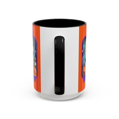 Happy Halloween Little Witch Purple font Orange Accent Mug by CreepyCrafts.boo