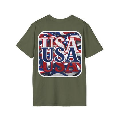 2-sided Red White and BLUE USA Patriot DKcolors Unisex T-Shirt by cypherpunkgear