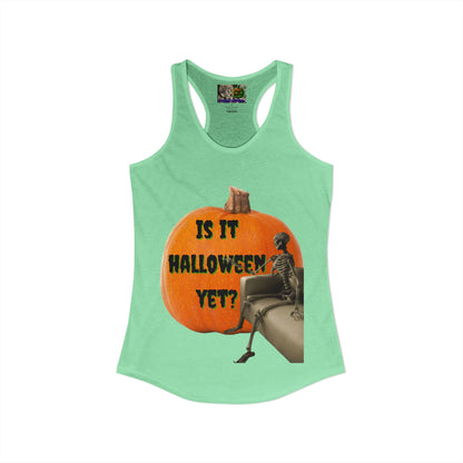 Is it Halloween yet? Skeleton's Giant Pumpkin Women's Racerback Tank Top by CreepyCrafts.boo
