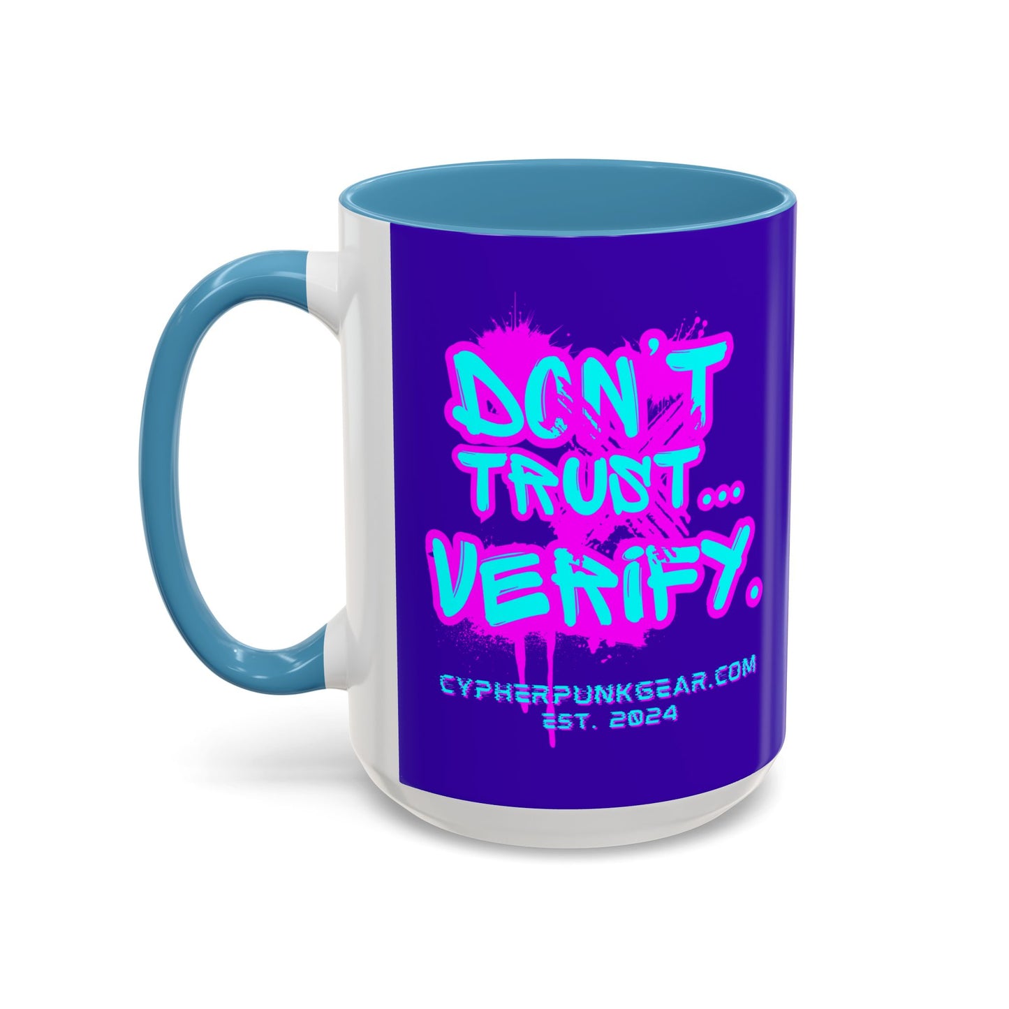 Don't Trust...Verify. Dark Purple Accent Mug by cypherpunkgear.com