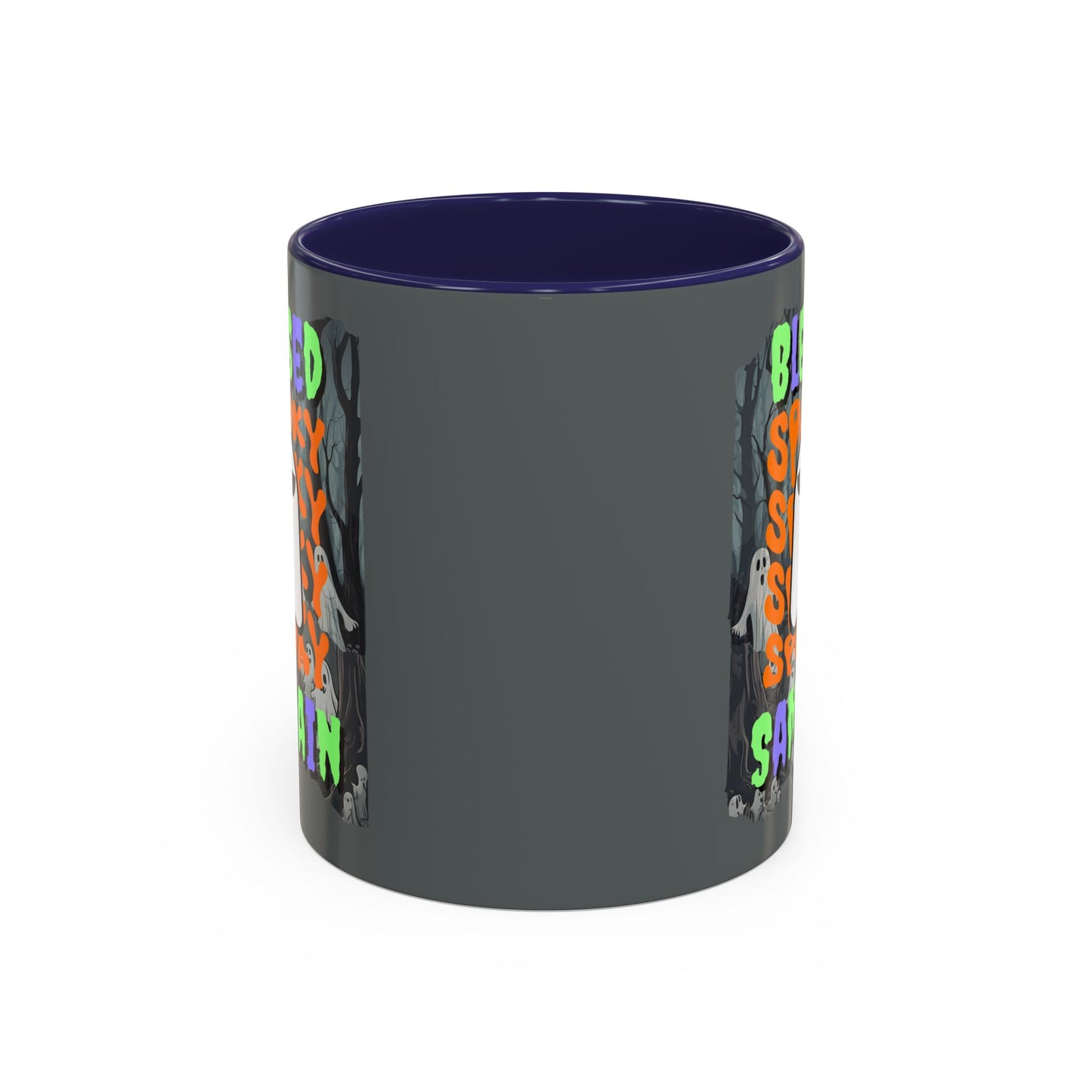 Spooky Blessed Samhain Ghost Mixed font Accent Mug by CreepyCrafts.boo