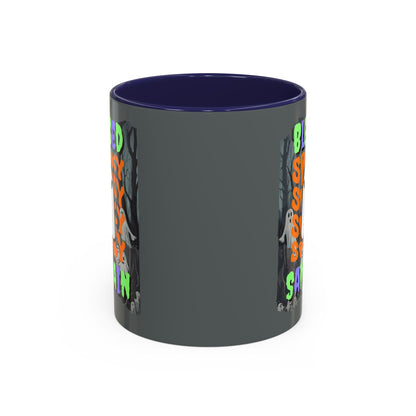 Spooky Blessed Samhain Ghost Mixed font Accent Mug by CreepyCrafts.boo