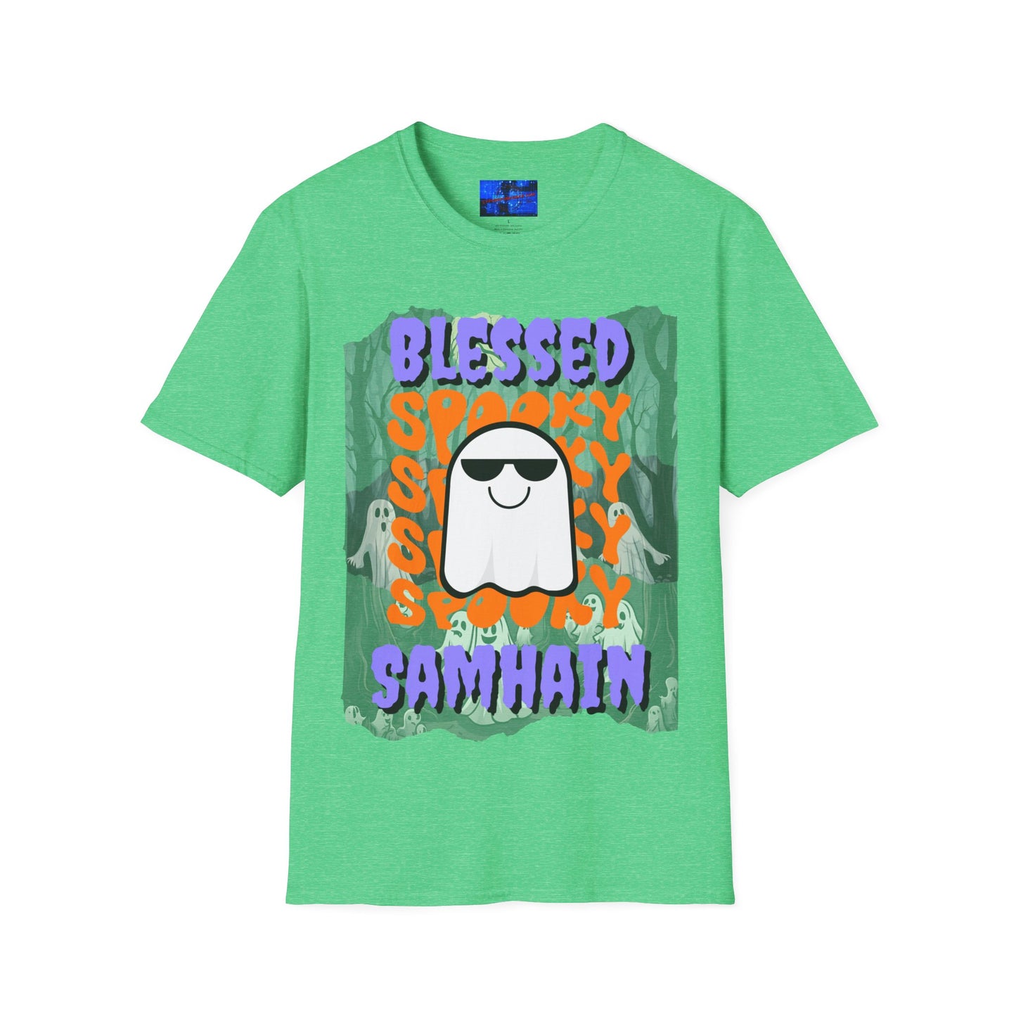 Spooky Blessed Samhain Ghost PRfont Unisex T-Shirt by cypherpunkgear