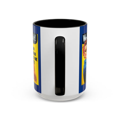 I Am Woman Watch Me Vote Rosie Dark Blue Accent Mug by cypherpunkgear.com