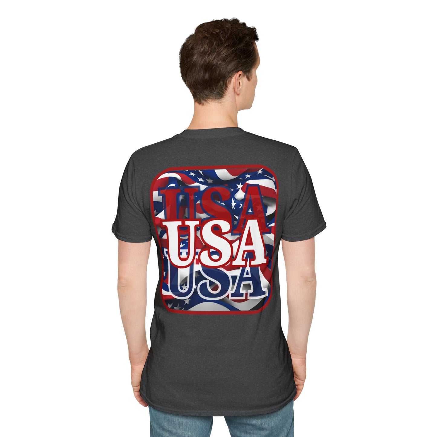 ¡EE.UU! ¡EE.UU! ¡EE.UU! ¡Patriot de 2 caras de cypherpunkgear! Camiseta unisex de estilo suave