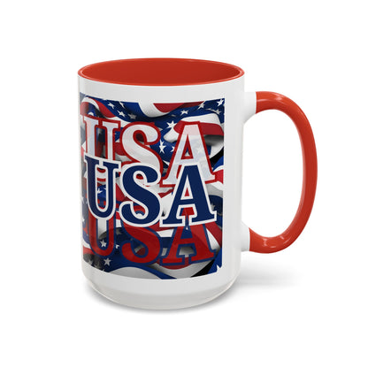 USA Blue font Center Patriot Accent Mug by cypherpunkgear.com