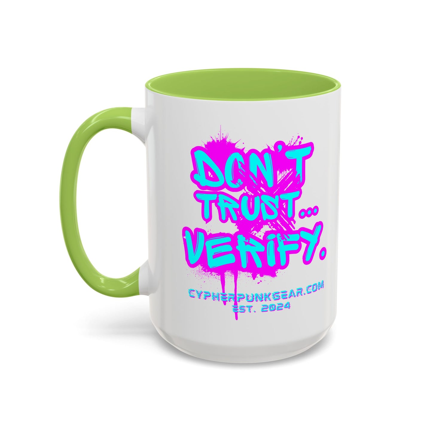 Don't Trust...Verify. White Accent Mug by cypherpunkgear.com