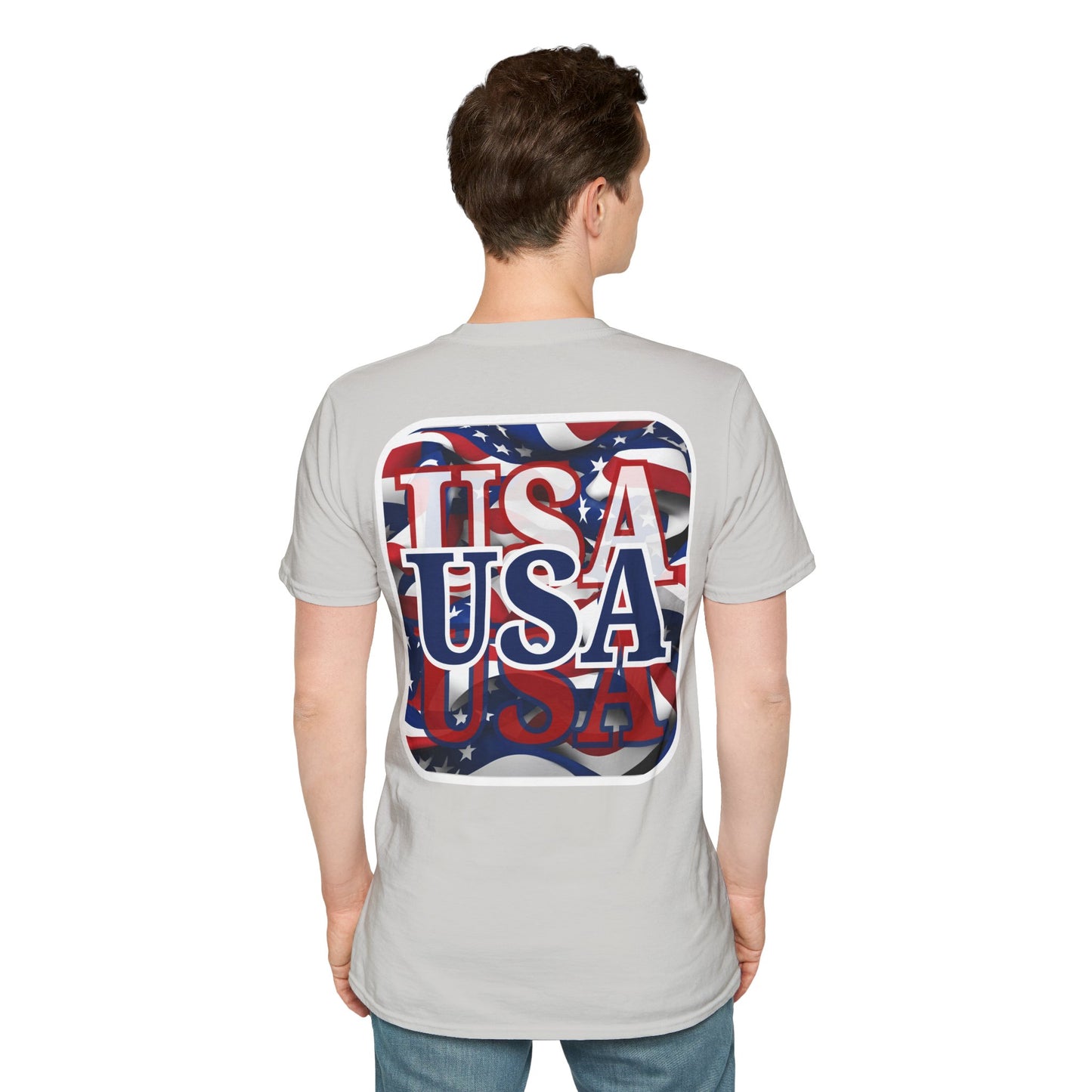 2-sided Red White and BLUE USA Patriot Light colors Unisex T-Shirt by cypherpunkgear.com